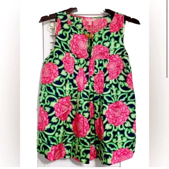 🌺 LILLY PULITZER 100% Silk Tara Flowy Sleeveless Blouse. Size 6. Excellent cond! - Picture 3 of 14